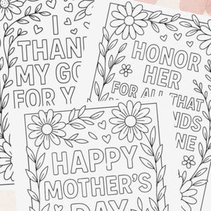 Páginas para colorir para o Dia das Mães com base na fé | 5 folhas cristãs para imprimir para crianças | Pacote de versículos bíblicos para colorir