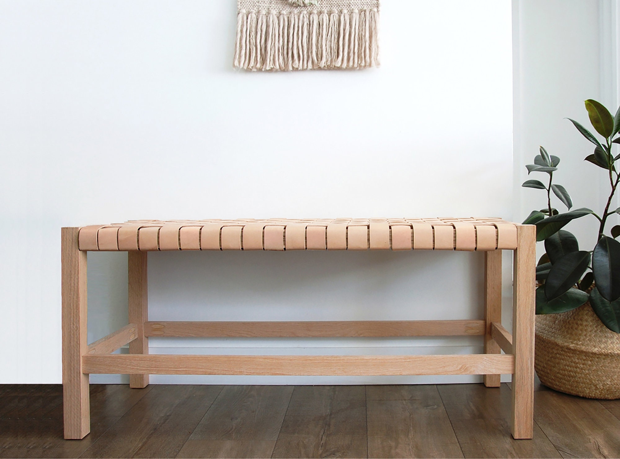 Woven Leather Strap Bench 36 or 48