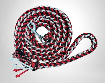 Braided Dog Leash Handmade Red and Black Paracord Dog Leash Gift For Dog Mom Custom Woven Pet Leash Lightweight and Durable Dog Rope Leash