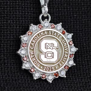 Custom College Pendant- Gold & Silver Pendant with Minimalist Design and Diamonds - Class Pendant -  Personalized Graduation Gift