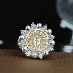 Custom College Graduation Ring - 925 Silver & Gold - Personalized University Class Ring