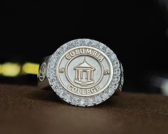 College Graduation Ring for Women – Personalized Gemstone Class Ring in Sterling Silver