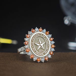 Elegant Women’s University Ring - Custom Engraved College Class Jewelry