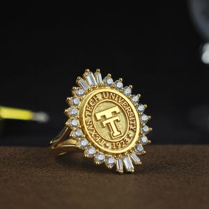 Personalized Class Ring - University or High School Custom Silver & Gold Jewelry