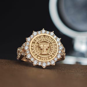 Custom Gold & Silver College Graduation Ring – Personalized University Class Ring