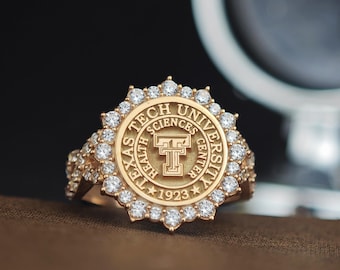 Custom Gold & Silver College Graduation Ring – Personalized University Class Ring