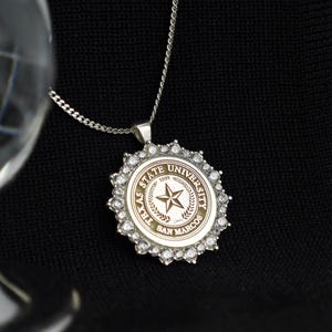 Custom University Necklace - Gold & Silver Pendant with Minimalist Design and Diamonds