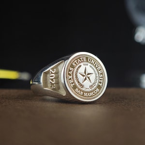 Custom High School Class Ring - Engraved Graduation Jewelry in Silver & Gold