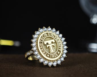 Minimalist College Ring - Elegant Graduation Band in Sterling Silver & Gold