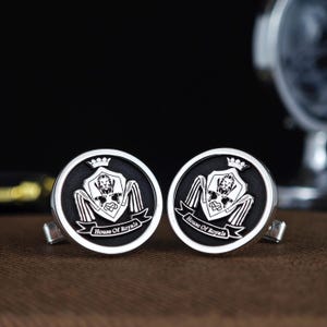 Custom Family Crest Cufflinks - Personalized Monogrammed Coat of Arms - Unique Gift for Father, Groom, or Special Occasion