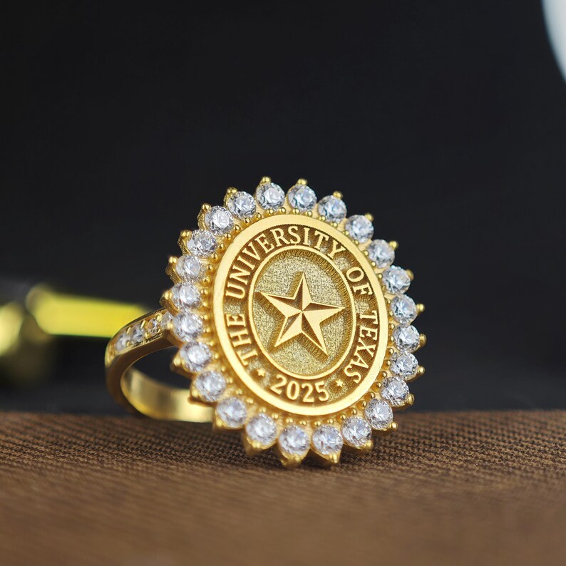 Personalized University Graduation Ring in Silver & Gold – Custom ...