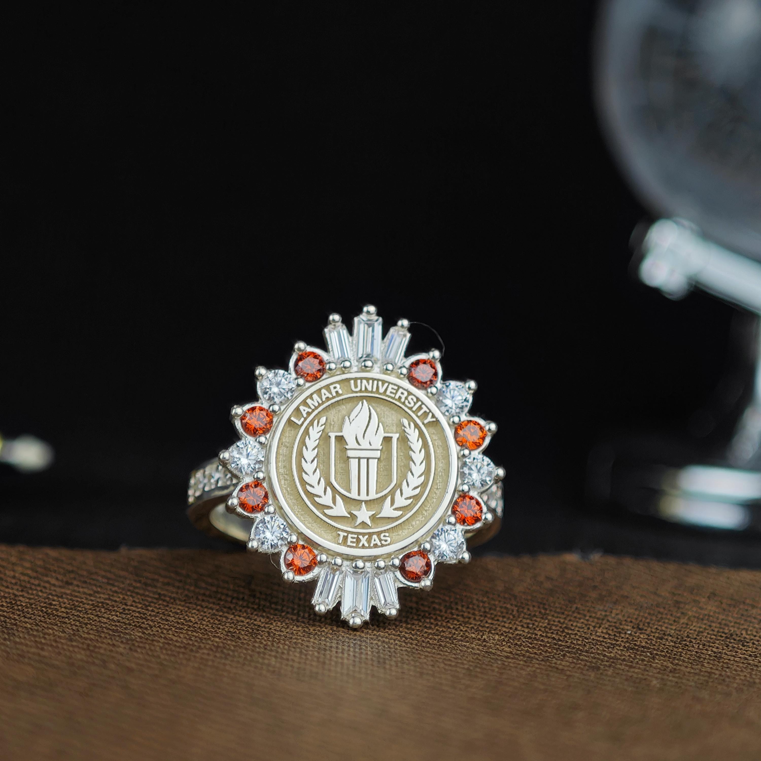 University Graduation Ring, Custom College Class Ring, Personalized ...
