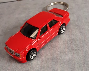 Keychain car bling - 1/64 diecast metal cars and trucks swivel key fob charm - Red Sedan 500