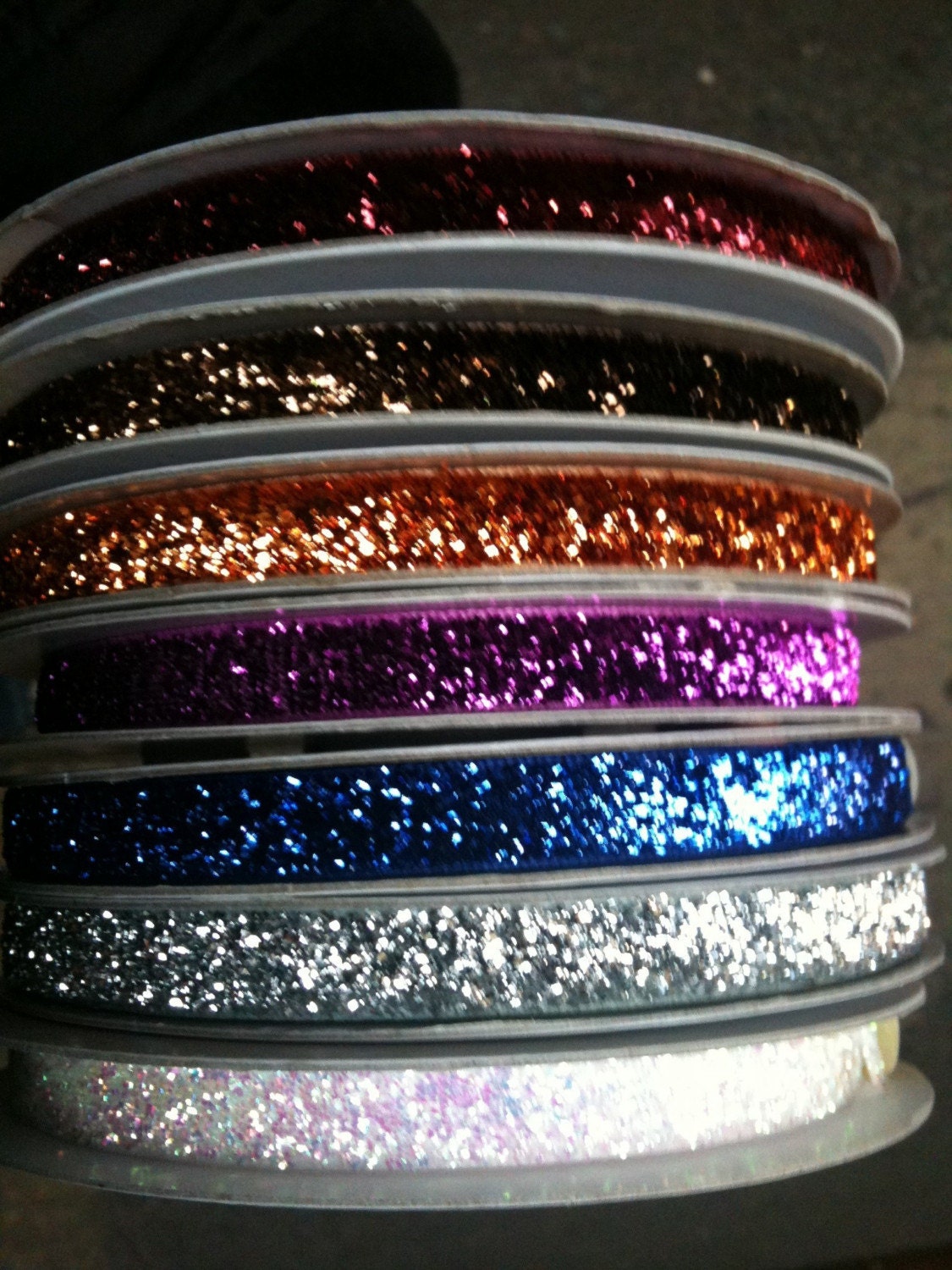 5yd 3/8 Glitter Ribbon, Sparkly Glitter Ribbon, You Choose Colors 