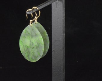Yukon Territory B.C. "Emerald Fleck" Nephrite Jade Earrings #4