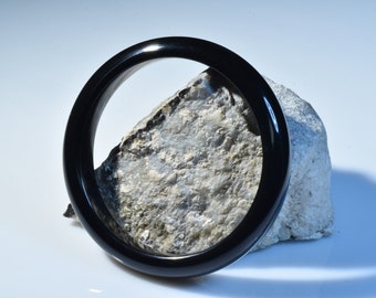 Wyoming Black Nephrite Jade Bangle - 53.25 mm