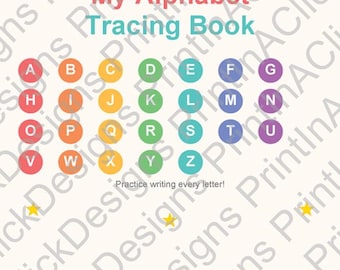 Libro imprimible de trazos del alfabeto para niños: práctica de letras mayúsculas y minúsculas de la A a la Z, preescolar y jardín de infancia