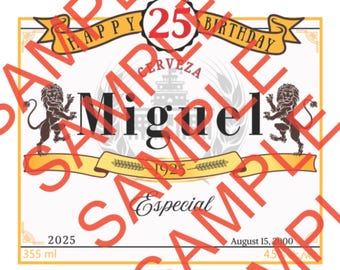 Etiqueta digital personalizada de cerveza Modelo para pasteles (editable)