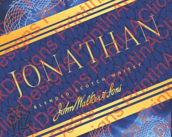 Pastel de cumpleaños personalizado con diseño de dragón de Johnnie Walker Blue Label, descarga digital editable