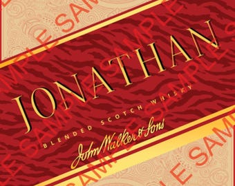 Tarta de cumpleaños personalizada con etiqueta roja de Johnnie Walker, descarga digital editable