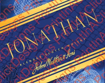 Pastel de cumpleaños personalizado con la etiqueta azul de Johnnie Walker, descarga digital editable.