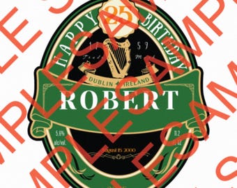 Etiqueta digital personalizada de cerveza Guinness para pasteles (editable)