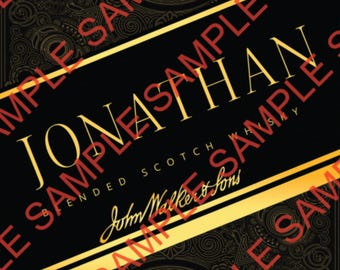 Johnnie Walker Black Label personalizado: pastel de cumpleaños, descarga digital editable