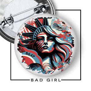 Statue of Liberty Pinback Button: Pop Art Flair, Resist Bild 1