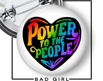 Power to the People Pinback Button: Resist, Anti Trump Flair, Refrigerator Magnet, Political Button