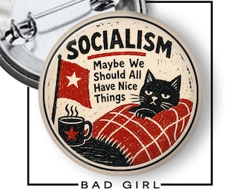 Democrat Socialist Pinback Button: Political Flair - Refrigerator Magnet