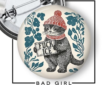 No ICE Pinback Button: Anti-Ice Political Protest Activist Flair
