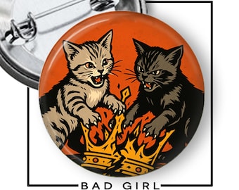 Anti-Fascism Cats Pinback Button: Cats against Kings Political Activism Flair
