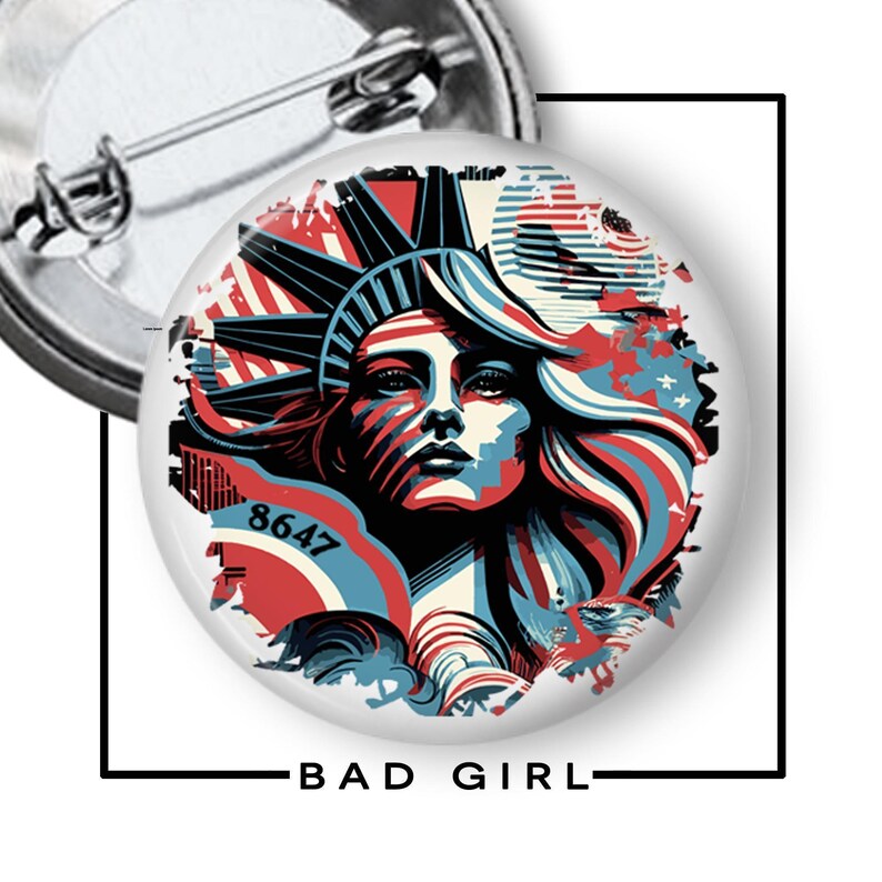 Statue of Liberty Pinback Button: Pop Art Flair, Resist image 1