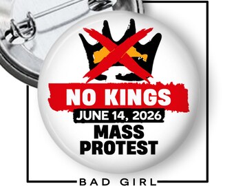 No Kings June 14, 2026 Mass Protest Pinback Button: Anti-Trump Resist Political Flair