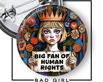 Human Rights Activist Pinback Button: Political Protest Flair