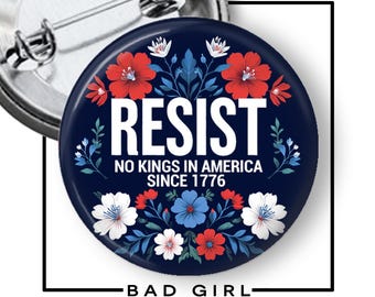 Resist No Kings Pinback Button: Anti-Trump Political Protest