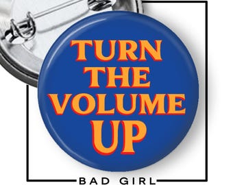 Zohran Mamdani Pinback Button: "Turn the Volume up" Political Flair