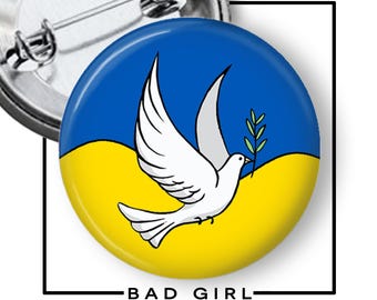 Peace For Ukraine Pinback Button,  Flair Button, Anti Trump, Bird of Peace, Trump Protest, Support Ukraine