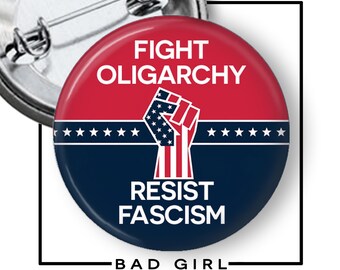 Resist Fascism Pinback Button: Political Activism Flair