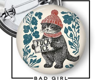 No ICE Pinback Button: Anti-Ice Political Protest Activist Flair