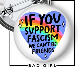 No Fascism Pinback Button: Political Activist Flair