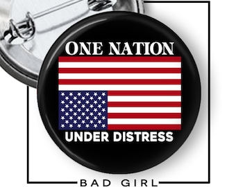Distressed American Flag Pinback Button: Political Protest Flair