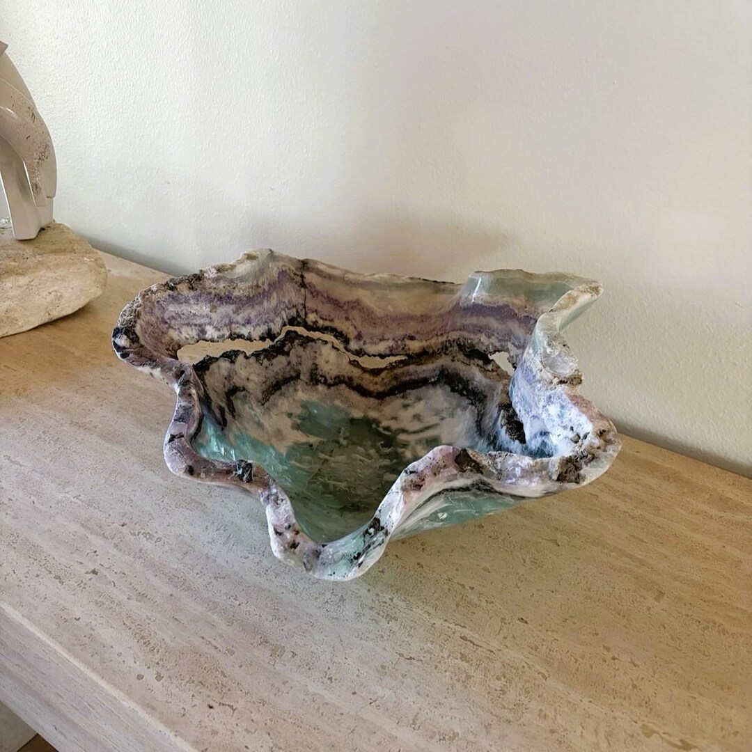 Hand Carved Fluorite Bowl | Organic Centerpiece, Mineral Decor - Etsy