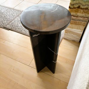 Black Marble Accent Table: Nero Marquina Stone Side Table Home Decoration image 3