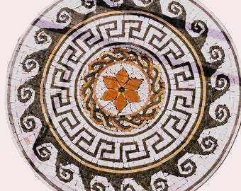 Handmade Marble Mosaic Medallion: Floor or Wall Tile