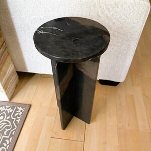 Black Marble Accent Table: Nero Marquina Stone Side Table Home Decoration image 5