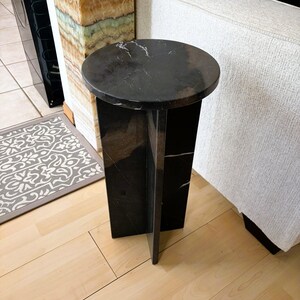 Black Marble Accent Table: Nero Marquina Stone Side Table Home Decoration image 2