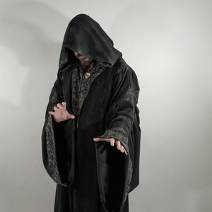 Wizard robe, Alcantara and damask, larp, renaissance, halloween, custom made