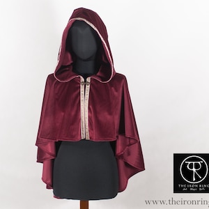 Velvet hooded cape Ariel, hood fantasy medieval renaissance, unisex, elven ,larp, custom made