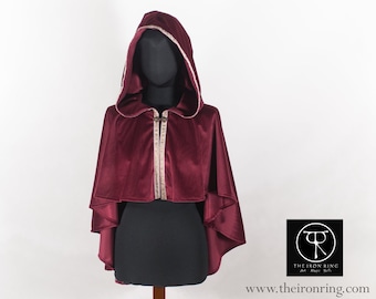 Velvet hooded cape Ariel, hood fantasy medieval renaissance, unisex, elven ,larp, custom made